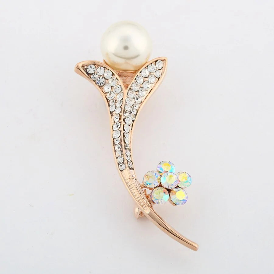 Pearly Flower Swath Brooch