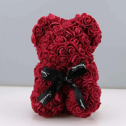 25cm Rose Teddy Bear From Flowers      Bear With Flowers  Red Rose Bear