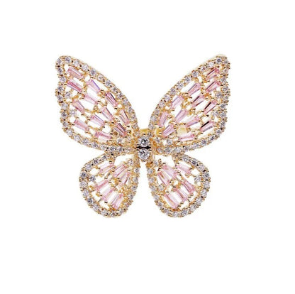 Sparkling Butterfly Adjustable Ring