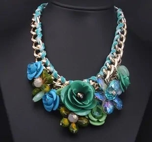 Color Flower Crystal Necklace