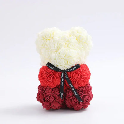 25cm Rose Teddy Bear From Flowers      Bear With Flowers  Red Rose Bear