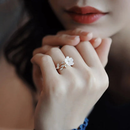 White Shell Flower Opening Rings