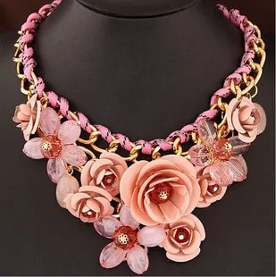 Color Flower Crystal Necklace