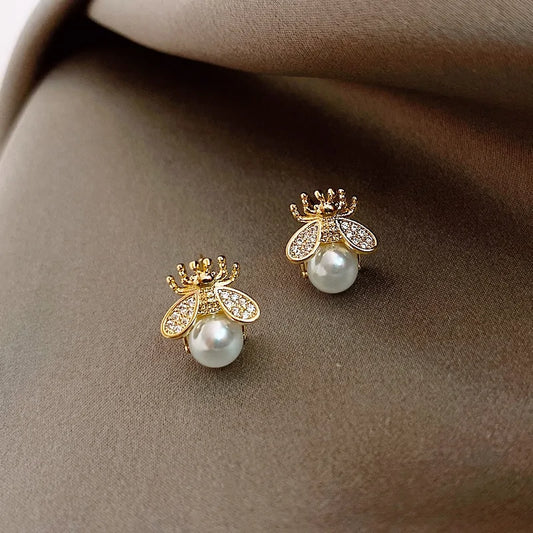 Honey Bee Pearl Earrings