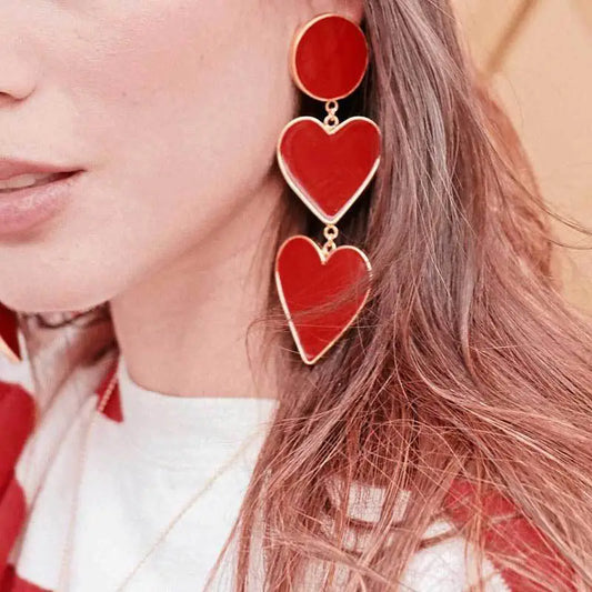 2 Red Heart Earrings