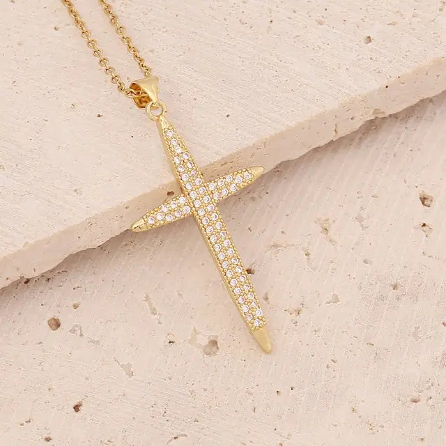 Gold Plated Cross Pendant Necklace