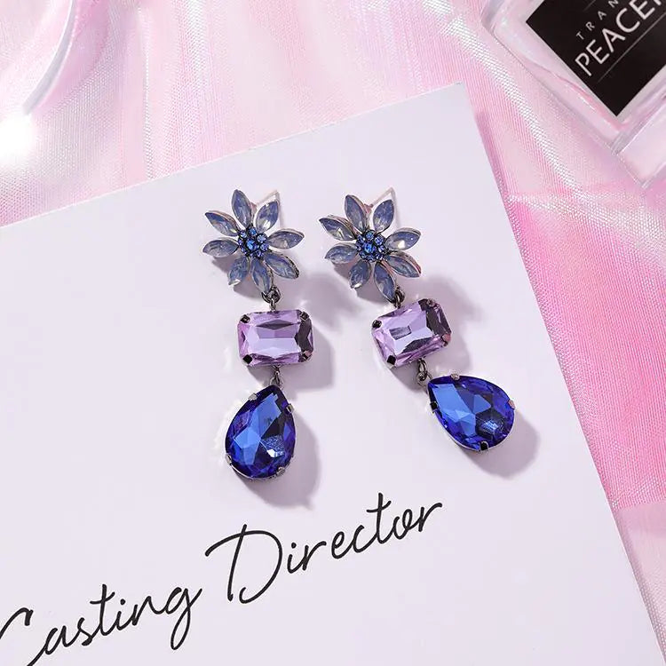 Blue-Purple Sunflower Earrings