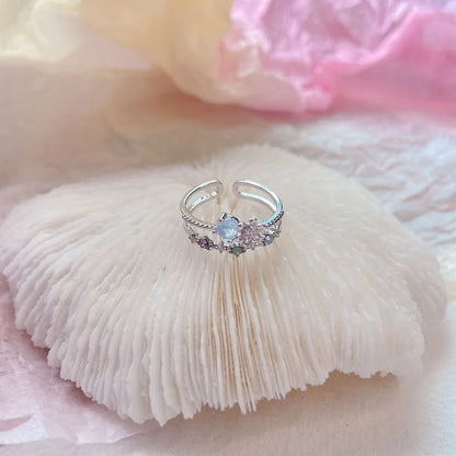 Crystal Flower Adjustable Rings