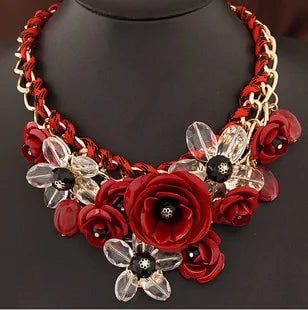 Color Flower Crystal Necklace