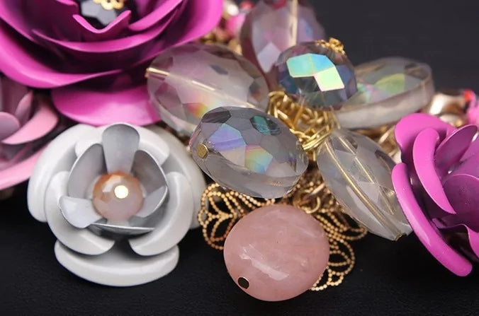 Color Flower Crystal Necklace