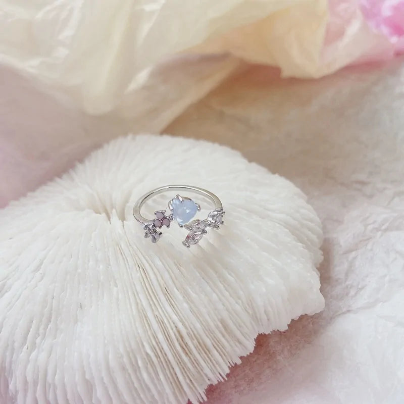 Crystal Flower Adjustable Rings