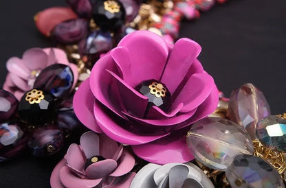 Color Flower Crystal Necklace