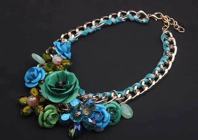 Color Flower Crystal Necklace