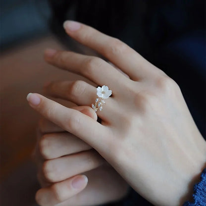 White Shell Flower Opening Rings