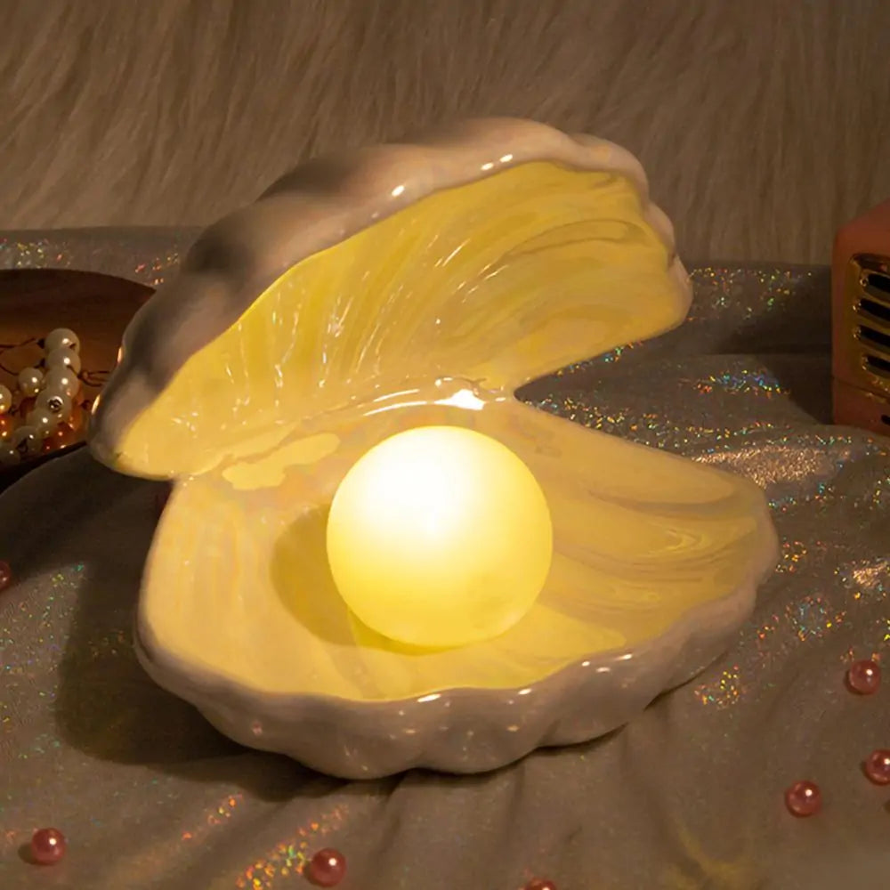 Ceramic Shell Pearl Night Lamp