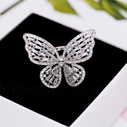 Sparkling Butterfly Adjustable Ring